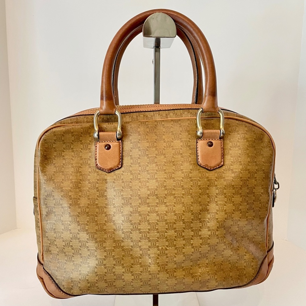 Celine Macadam Vintage Brown/Beige PVC Top Handle Hand Bag - Picture 2 of 16